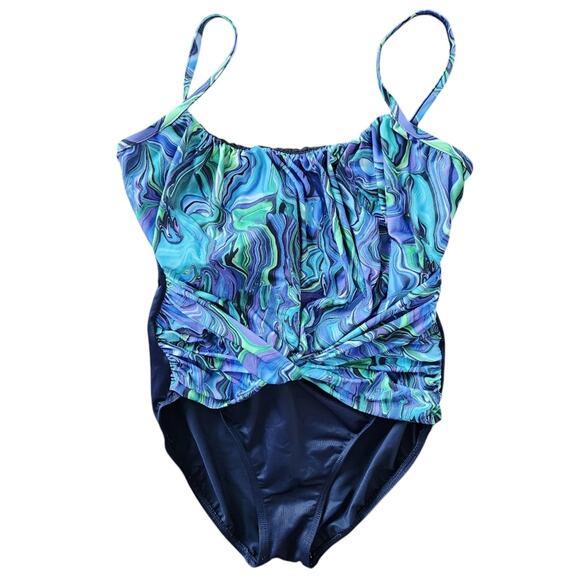MagicSuit By Miraclesuit One Piece Swimsuit‎ Blue 12 Resortwear Beach Vacation - Picture 1 of 5
